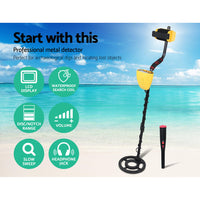 Thumbnail for Metal Detector 180MM Deep Sensitive Waterproof Pinpointer Treasure Hunter Yellow