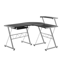 Thumbnail for Artiss Corner Metal Pull Out Table Desk - Black