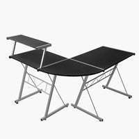 Thumbnail for Artiss Corner Metal Pull Out Table Desk - Black