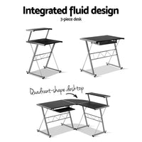 Thumbnail for Artiss Corner Metal Pull Out Table Desk - Black