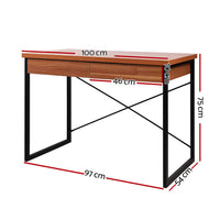 Thumbnail for Artiss Metal Desk with Drawer - Walnut