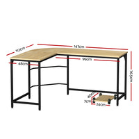 Thumbnail for Artiss Corner Computer Desk L-Shaped Student Home Office Study Table Oak