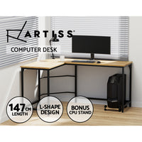 Thumbnail for Artiss Corner Computer Desk L-Shaped Student Home Office Study Table Oak