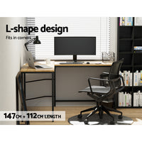 Thumbnail for Artiss Corner Computer Desk L-Shaped Student Home Office Study Table Oak