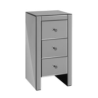 Thumbnail for Artiss Mirrored Bedside Tables Drawers Crystal Chest Nightstand Glass Grey