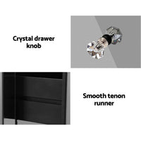 Thumbnail for Artiss Mirrored Bedside Tables Drawers Crystal Chest Nightstand Glass Grey