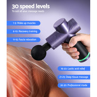 Thumbnail for Everfit 30 Speed Massage Gun 4 Head Vibration Muscle Massager Percussion Relief Purple