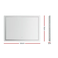 Thumbnail for Embellir Wall Mirror 100X70CM with LED Light Bathroom Home Decor Round Rectangle