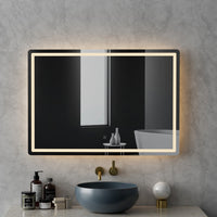 Thumbnail for Embellir Wall Mirror 100X70CM with LED Light Bathroom Home Decor Round Rectangle