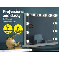 Thumbnail for Embellir Hollywood Makeup Mirror With Light 12 LED Bulbs Vanity Lighted Silver 58cm x 46cm