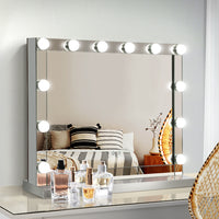 Thumbnail for Embellir Hollywood Makeup Mirror With Light 12 LED Bulbs Vanity Lighted Silver 58cm x 46cm