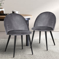 Thumbnail for Artiss Dining Chairs Grey Velvet Set of 2 Charles