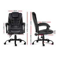 Thumbnail for Artiss Electric Massage Office Chairs PU Leather Recliner Computer Gaming Seat Black