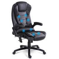 Thumbnail for Artiss Massage Office Chair 8 Point PU Leather Office Chair - Black