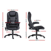 Thumbnail for Artiss Massage Office Chair 8 Point PU Leather Office Chair - Black