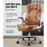 Thumbnail for Artiss Massage Office Chair Gaming Chair Computer Desk Chair 8 Point Vibration Espresso