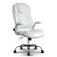 Thumbnail for Artiss Massage Office Chair PU Leather 8 Point - White