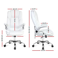 Thumbnail for Artiss Massage Office Chair PU Leather 8 Point - White