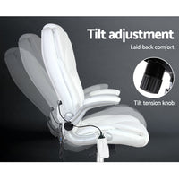 Thumbnail for Artiss Massage Office Chair PU Leather 8 Point - White