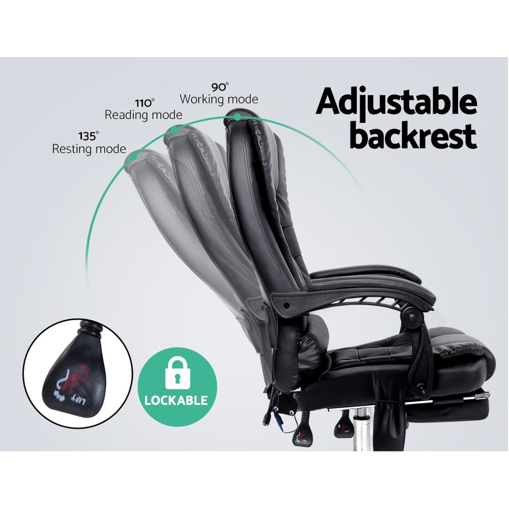 Black Reclining Massage Chair -8 Point-Artiss