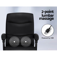 Thumbnail for Artiss Massage Office Chair Executive Computer Chairs PU Leather Recline Black