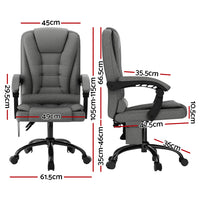 Thumbnail for Artiss Massage Office Chair Executive Computer Chairs Fabric Recline Grey