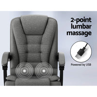 Thumbnail for Artiss Massage Office Chair Executive Computer Chairs Fabric Recline Grey