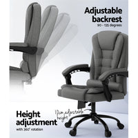 Thumbnail for Artiss Massage Office Chair Executive Computer Chairs Fabric Recline Grey