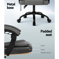 Thumbnail for Artiss Massage Office Chair Executive Computer Chairs Fabric Recline Grey