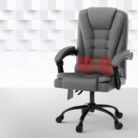 Thumbnail for Artiss Massage Office Chair Executive Computer Chairs Fabric Recline Grey