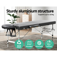 Thumbnail for Zenses Massage Table Portable Aluminium 2 Fold Massages Bed Beauty Therapy 55cm