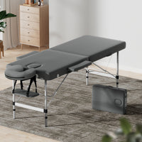 Thumbnail for Zenses Massage Table Portable Aluminium 2 Fold Massages Bed Beauty Therapy 55cm