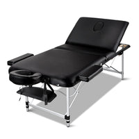 Thumbnail for Zenses 70cm Wide Portable Aluminium Massage Table 3 Fold Treatment Beauty Therapy Black