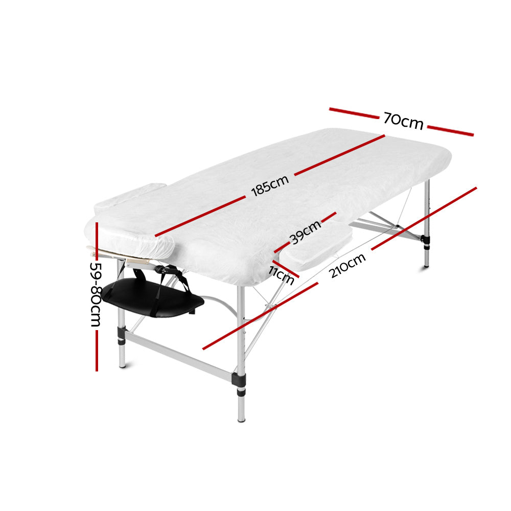 Zenses 70cm Wide Portable Aluminium Massage Table 3 Fold Treatment Beauty Therapy Black