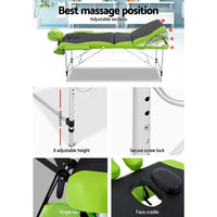 Thumbnail for Zenses 3 Fold Portable Aluminium Massage Table - Green & Black