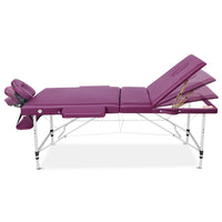 Thumbnail for Zenses 3 Fold Portable Aluminium Massage Table Massage Bed Beauty Therapy Purple 75cm