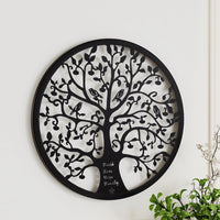 Thumbnail for Artiss Metal Wall Art Hanging Sculpture Home Decor Leaf Tree of Life Round Frame