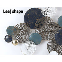 Thumbnail for Artiss Metal Wall Art Hanging Sculpture 132cm Home Decor Leaf Circles Blue