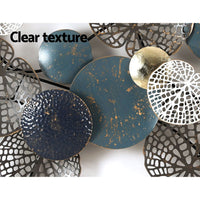 Thumbnail for Artiss Metal Wall Art Hanging Sculpture 132cm Home Decor Leaf Circles Blue