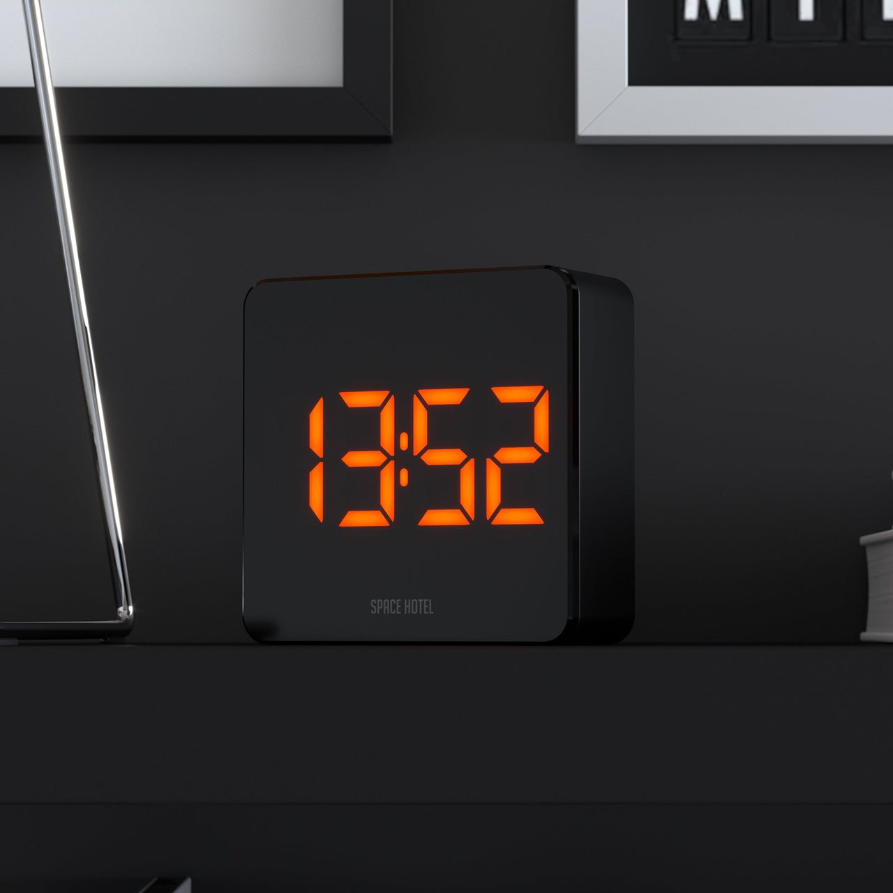 Newgate Space Hotel Orbatron Alarm Clock Black Case - Black Lens - Orange Led-7