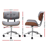 Thumbnail for Artiss Wooden Fabric Office Chair Grey