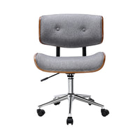 Thumbnail for Artiss Wooden Fabric Office Chair Grey