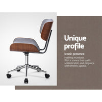 Thumbnail for Artiss Wooden Fabric Office Chair Grey