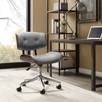 Thumbnail for Artiss Wooden Fabric Office Chair Grey