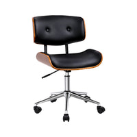 Thumbnail for Artiss Wooden Office Chair Black Leather