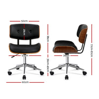 Thumbnail for Artiss Wooden Office Chair Black Leather