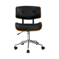 Thumbnail for Artiss Wooden Office Chair Black Leather