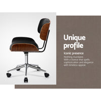 Thumbnail for Artiss Wooden Office Chair Black Leather