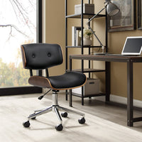 Thumbnail for Artiss Wooden Office Chair Black Leather