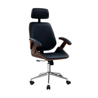 Thumbnail for Artiss Wooden Office Chair Computer Gaming Chairs Executive Leather Black